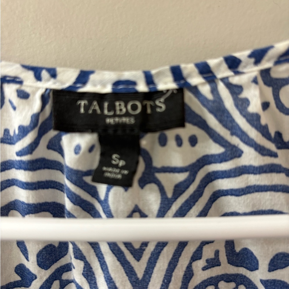 Talbots Blue and Yellow Paisley Blouse - Picture 2 of 6